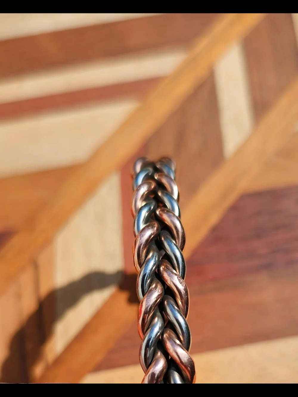 Braided Two-Tone Metal Cuff Bracelet - Copper & Gunmetal